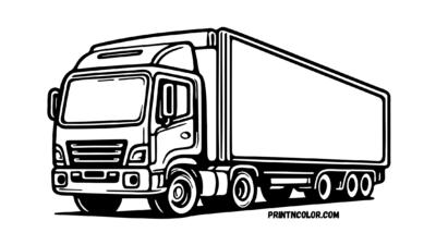 Free trailer truck coloring page