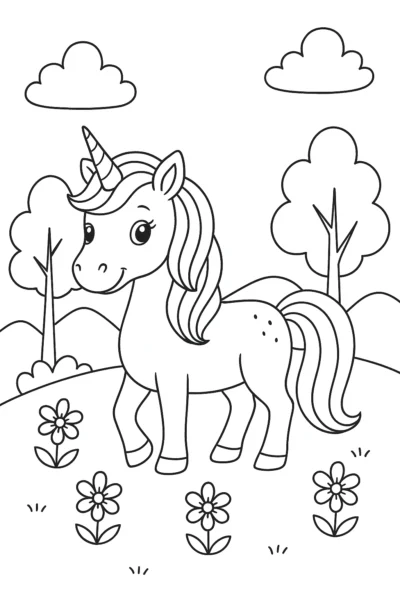 Unicorn coloring page